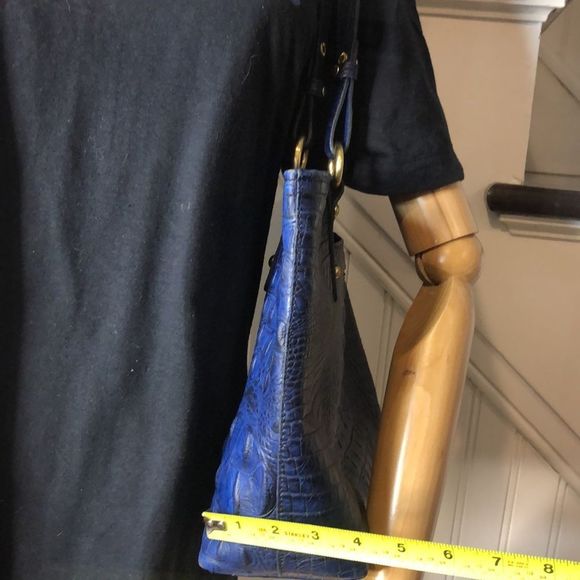 BRAHMIN Blue Crocodile Leather Top Zipper Closure Shoulder Bag - Picture 16 of 17